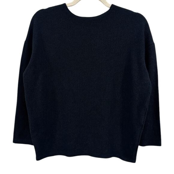 Clara Sun Woo Structured Ribbed Knit Lightweight Top In Black - Picture 4 of 5